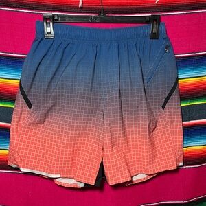 Lululemon Surge Short *Linerless 7" Grid Guide Gradient Rugged Blue Angel Wing